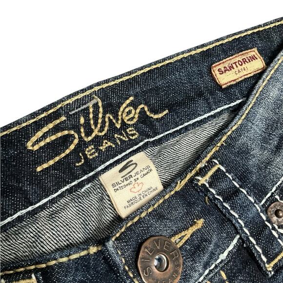 Silver Jeans Women’s Santorini Capri Blue Denim Distressed Size 25 - Picture 3 of 11